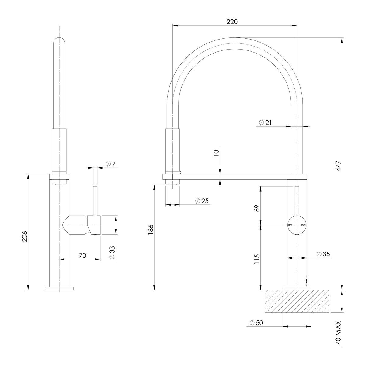 BLIX FLEXIBLE HOSE SINK MIXER ROUND BG