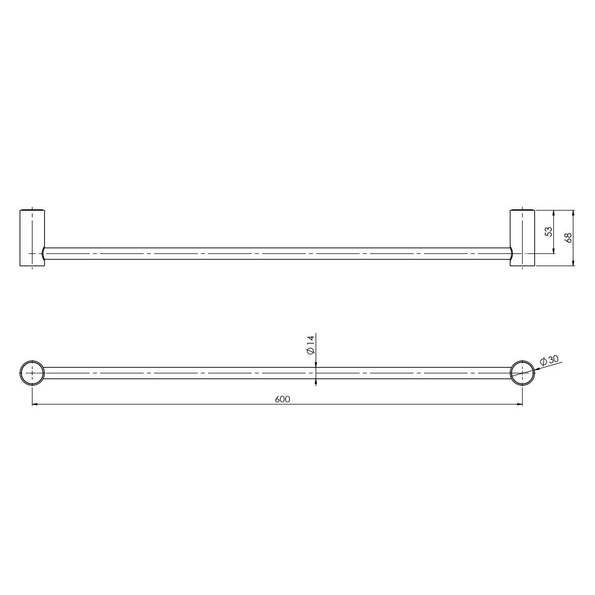 VIVID SLIMLINE SNG TOWEL RAIL 600MM CP