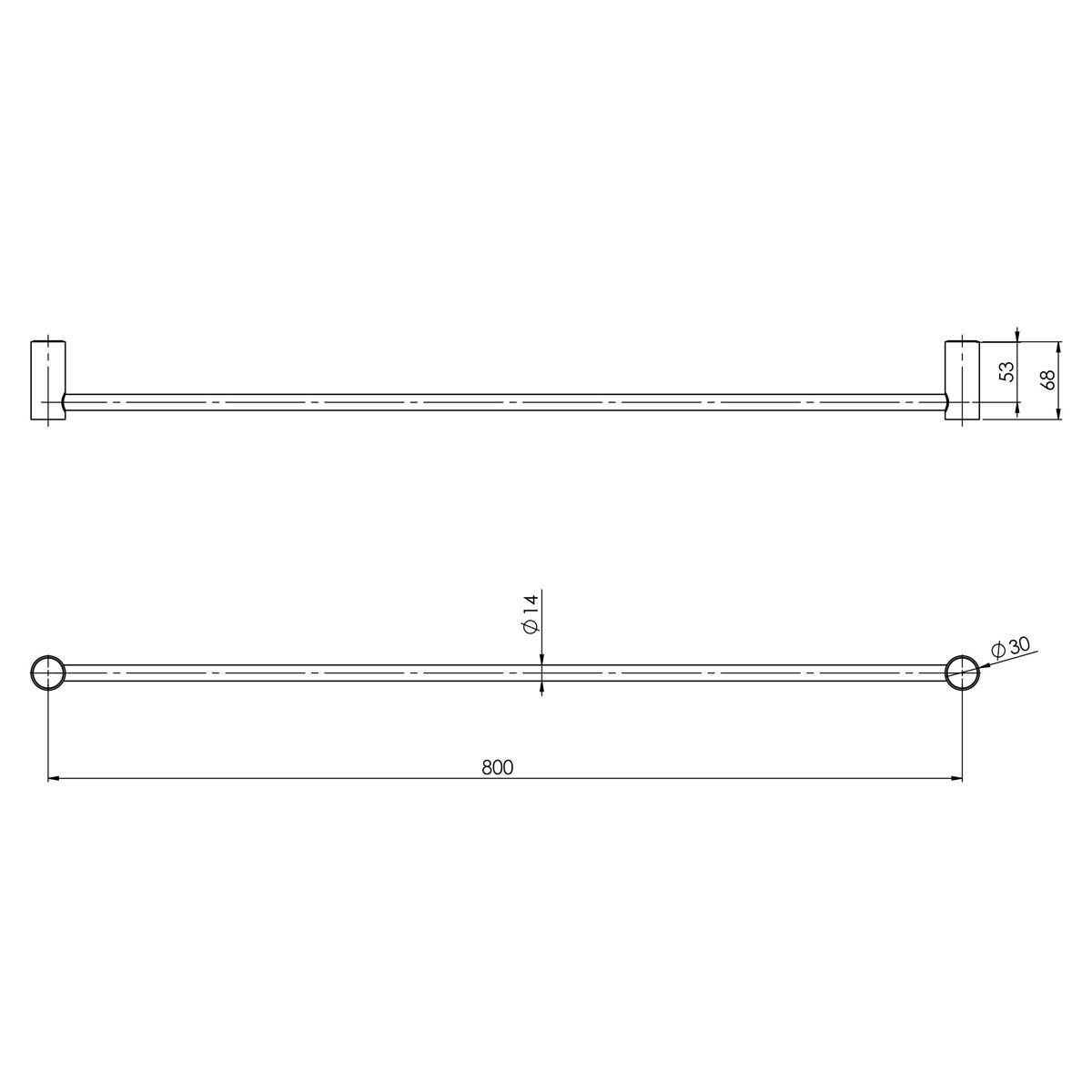 VIVID SLIMLINE SNG TOWEL RAIL 800MM BN