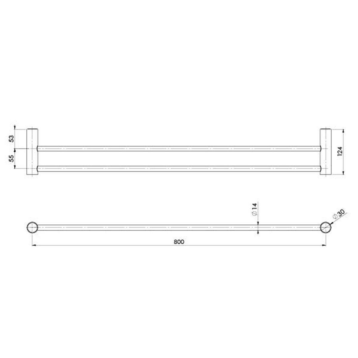 VIVID SLIMLINE DBL TOWEL RAIL 800MM MB