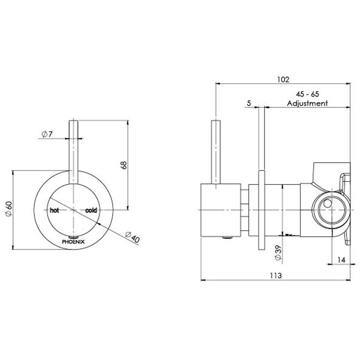 VIVID SLIMLINE UP SHOWER / WALL MIXER CP