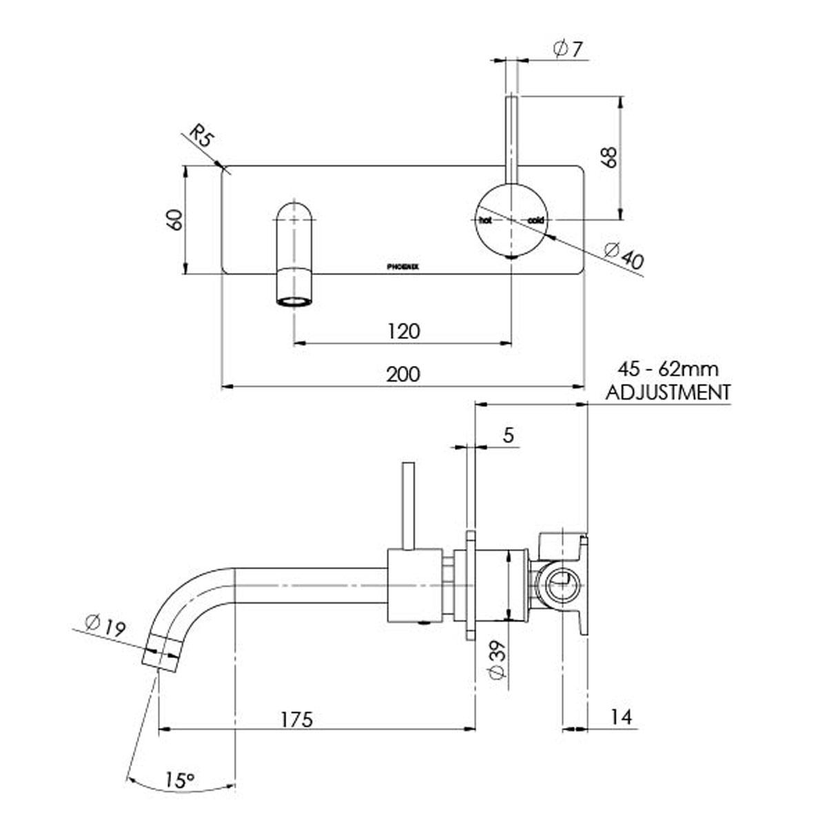 VIVID S/LINE UP BASIN BATH WALL MIXER CP