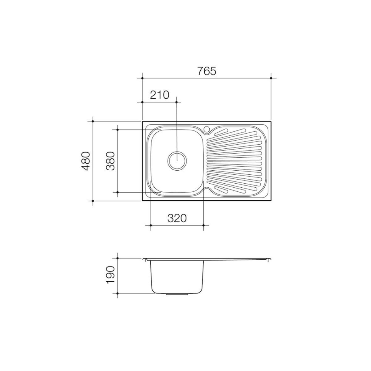 SINK VITAL SINGLE LHB 1TH 765