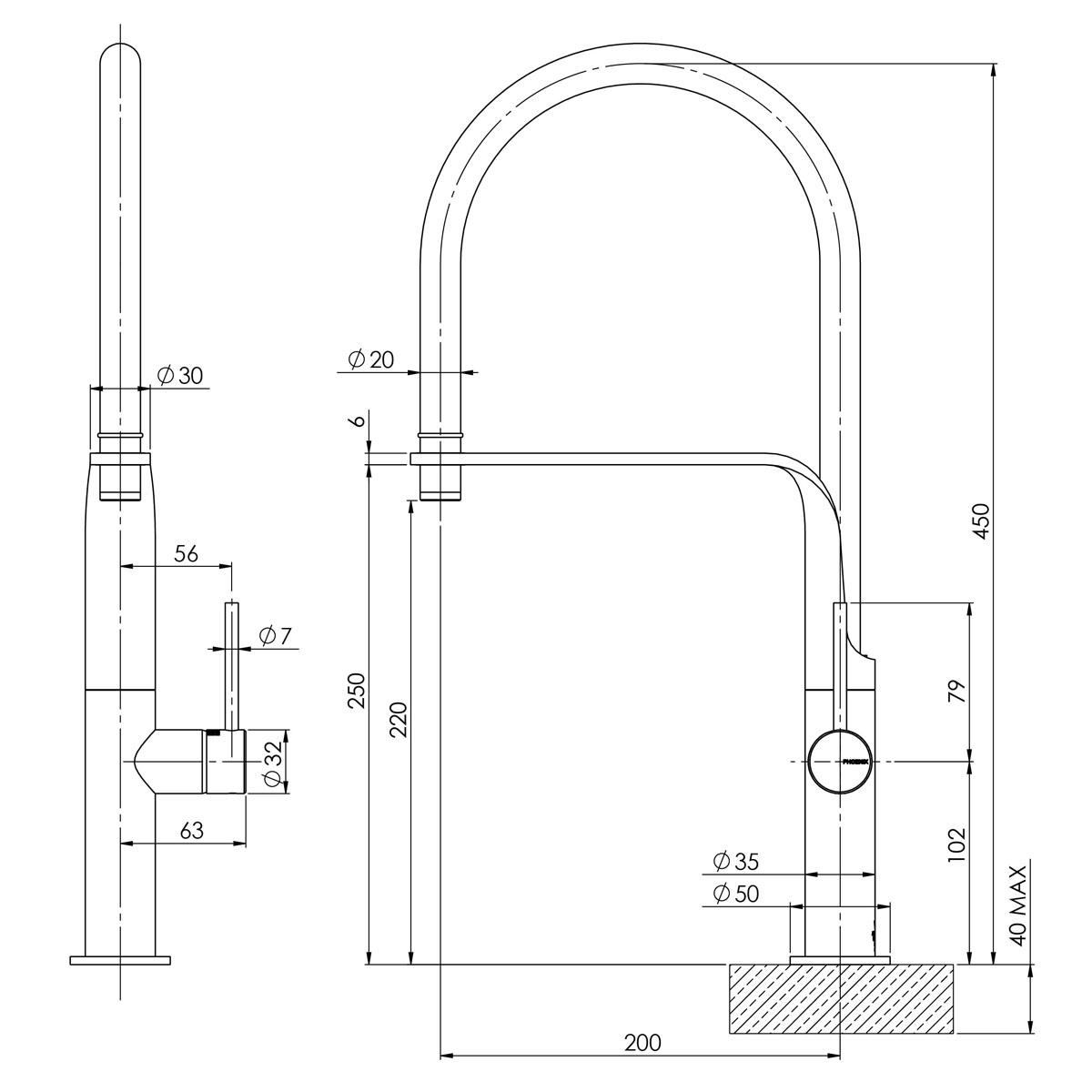 VIDO FLEXIBLE HOSE SINK MIXER CP