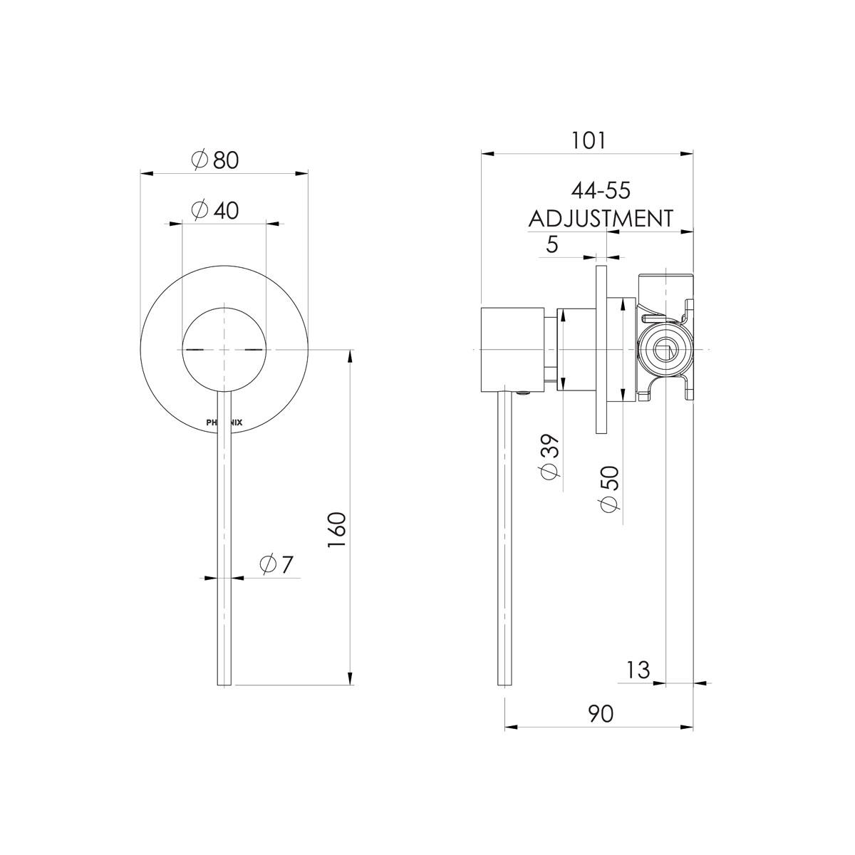 VIVID SL SHW WALL MIXER W/ EXT LEVER BN