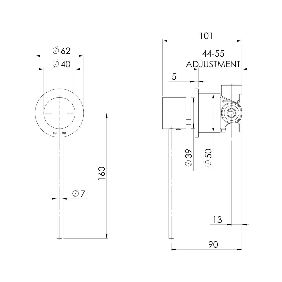 VIVID SL SHW WALL MIXER 60 BP EXT LEV MB