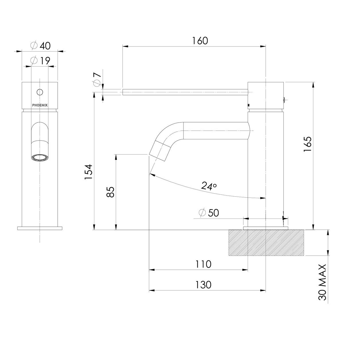 VIVID SLIMLINE BASIN MIXER CURVED BG