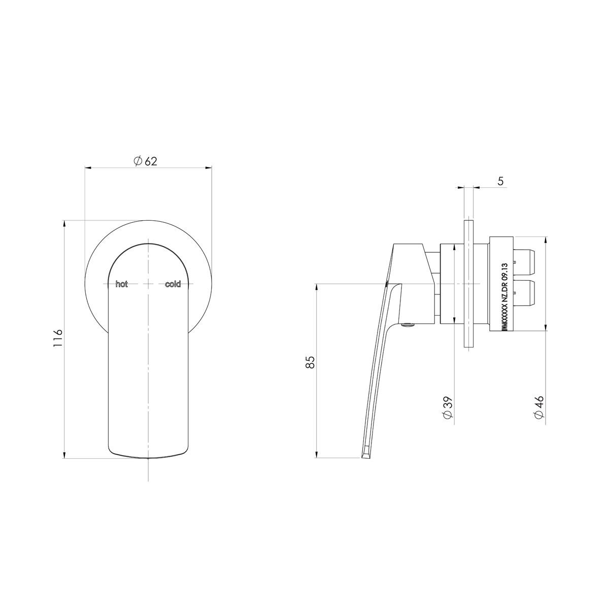 MEKKO SHOWER / WALL MIXER ROUND FO KT CP