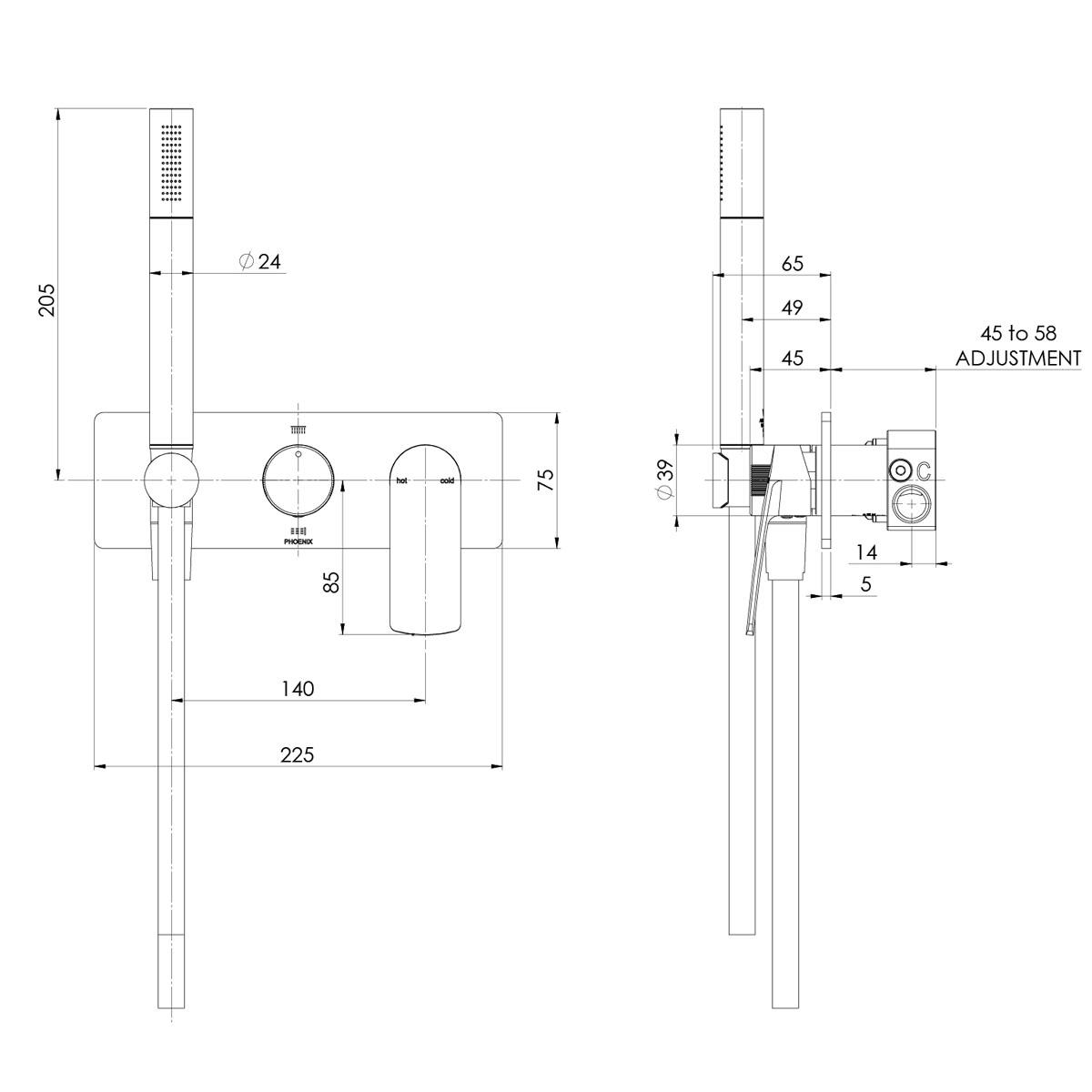 MEKKO WALL SHOWER SYSTEM CP