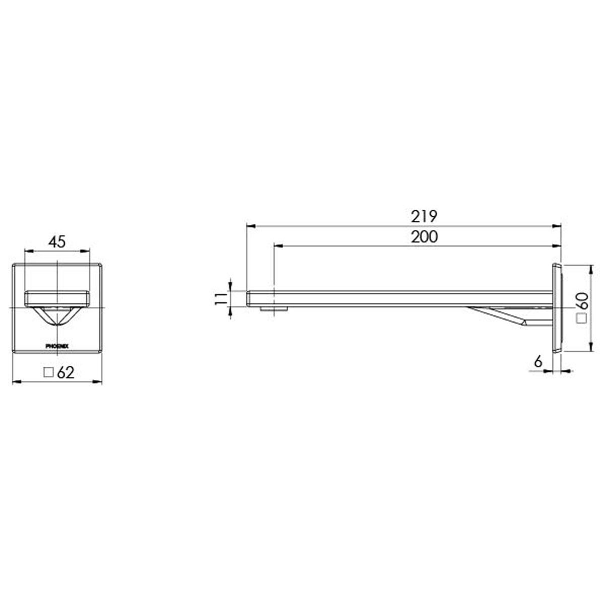 ZIMI WALL BASIN OUTLET 180MM BN