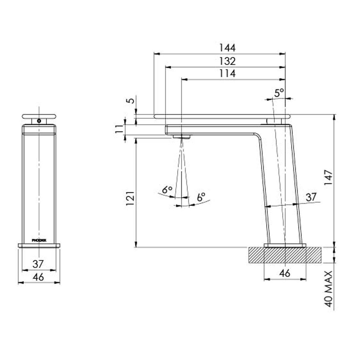 ZIMI BASIN MIXER NO HANDLE CP