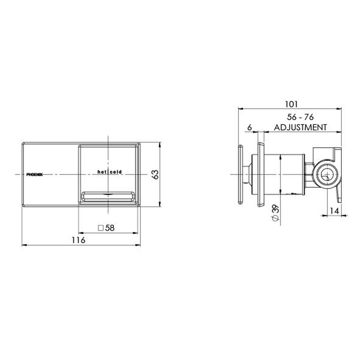 ZIMI SHOWER / WALL MIXER NO HANDLE CP