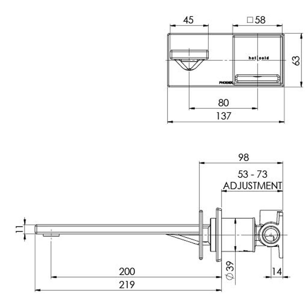 ZIMI WALL BASIN BATH MIXER SET 180MM MB