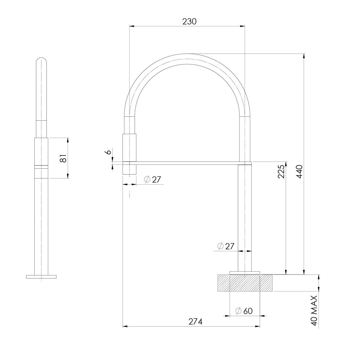 AXIA HOB SINK OUTLET FLEXIBLE BN