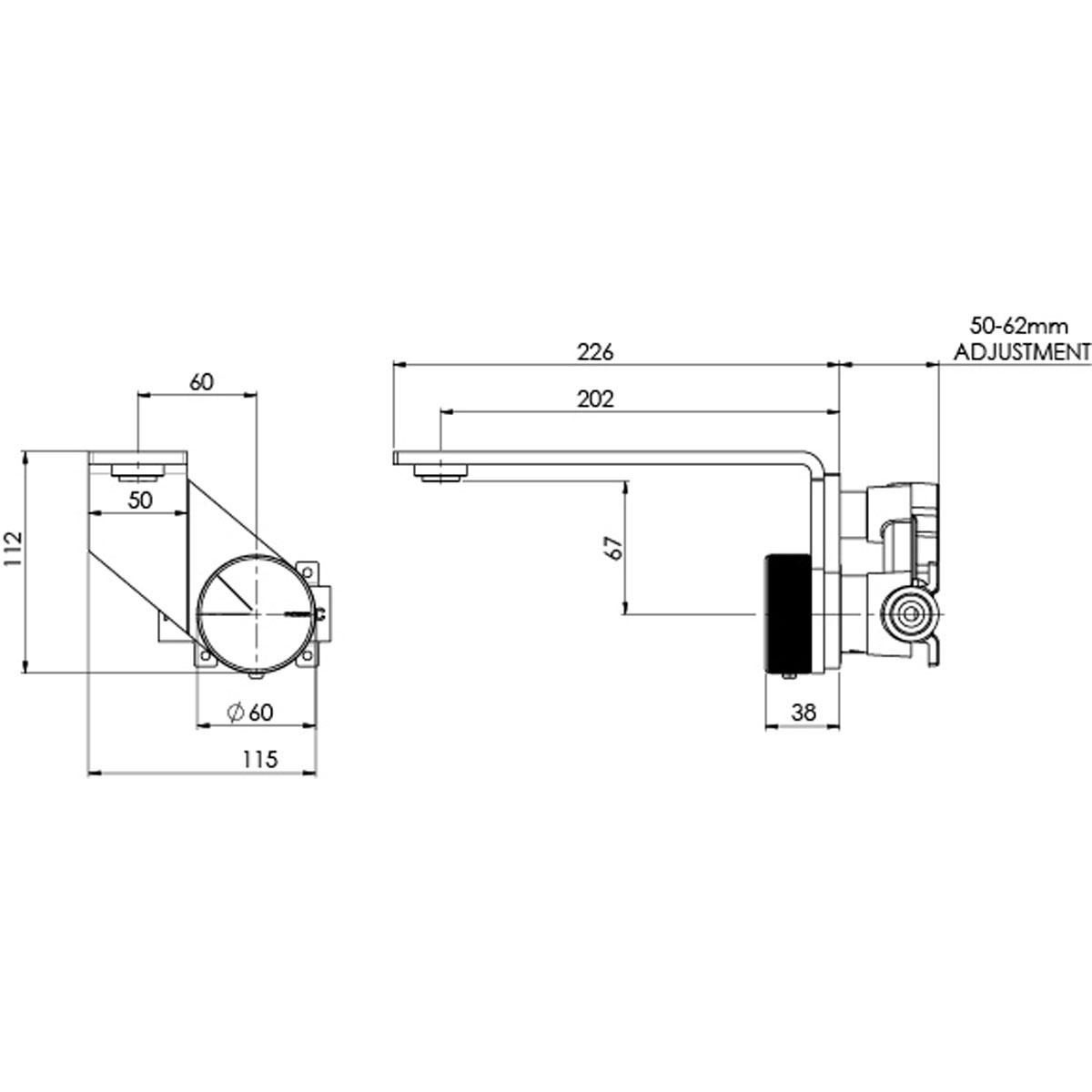 AXIA BASIN/BATH WALL MIXER SET 200MM BN