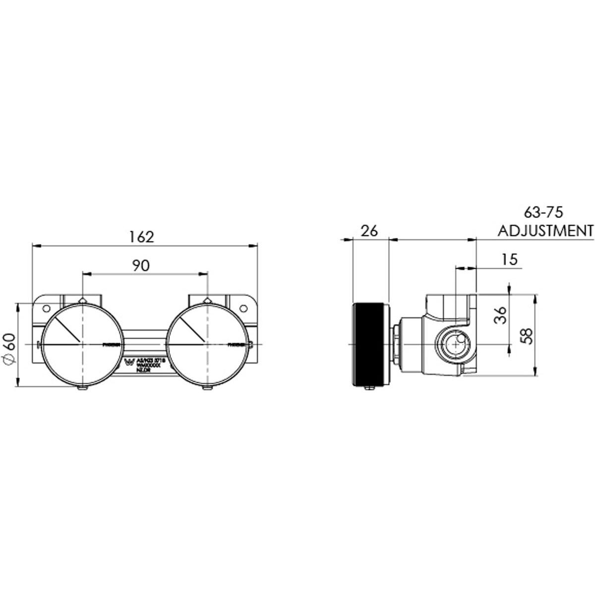 AXIA TWIN SHOWER MIXER / WALL MIXER CP