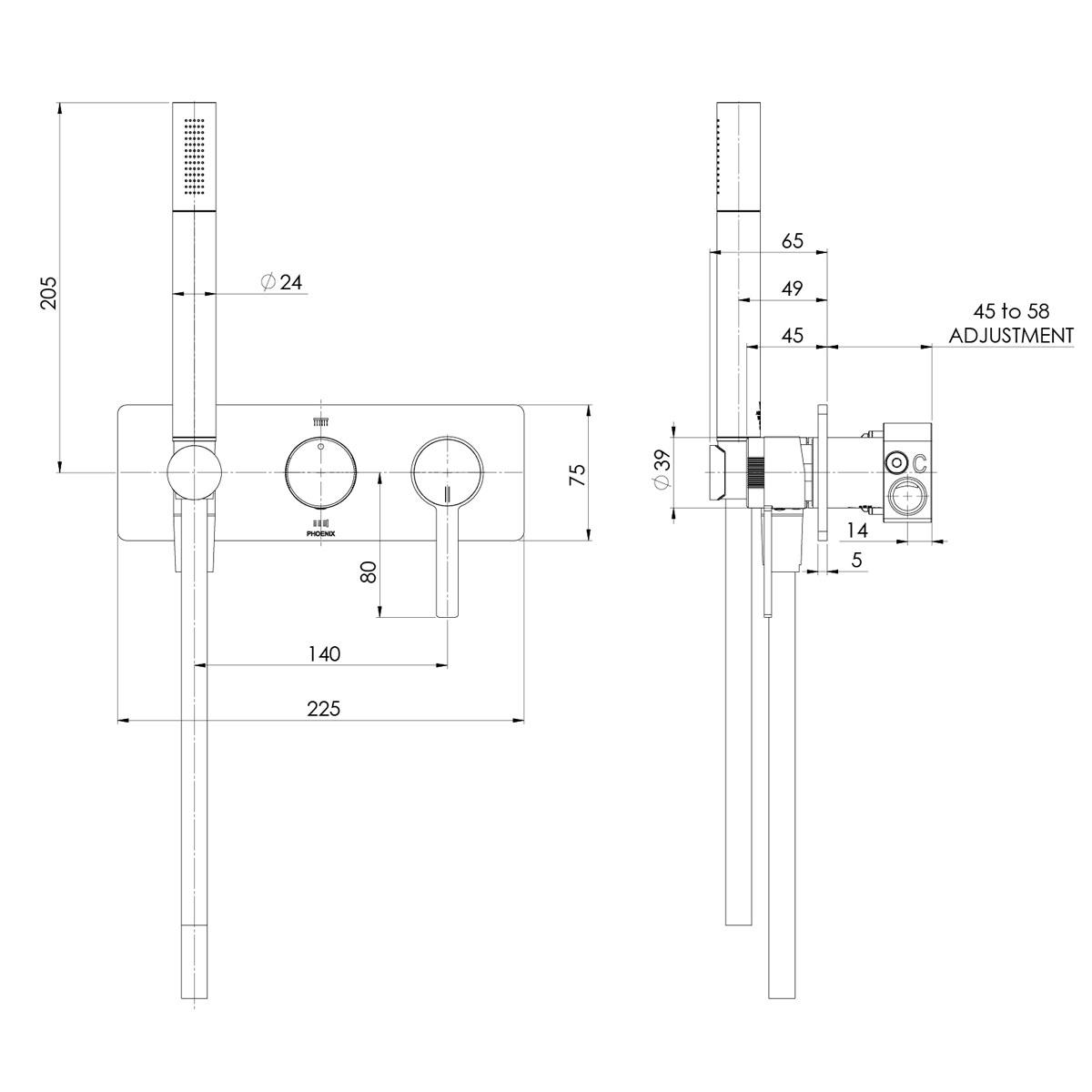 LEXI MKII WALL SHOWER SYSTEM BN