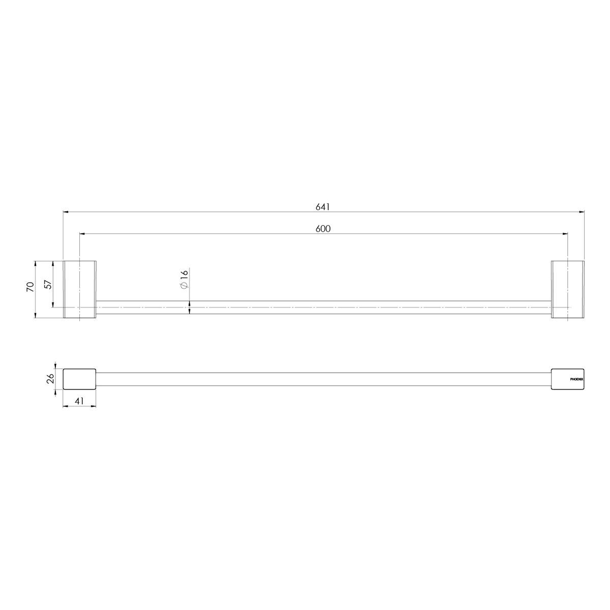 LEXI MKII SINGLE TOWEL RAIL 600MM BN