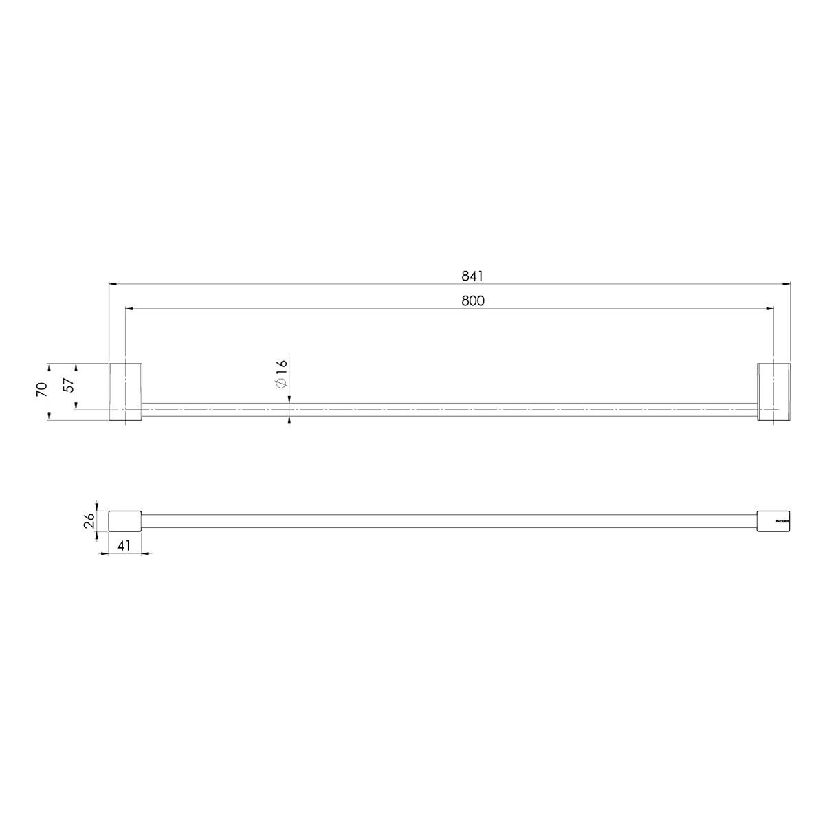 LEXI MKII SINGLE TOWEL RAIL 800MM BN