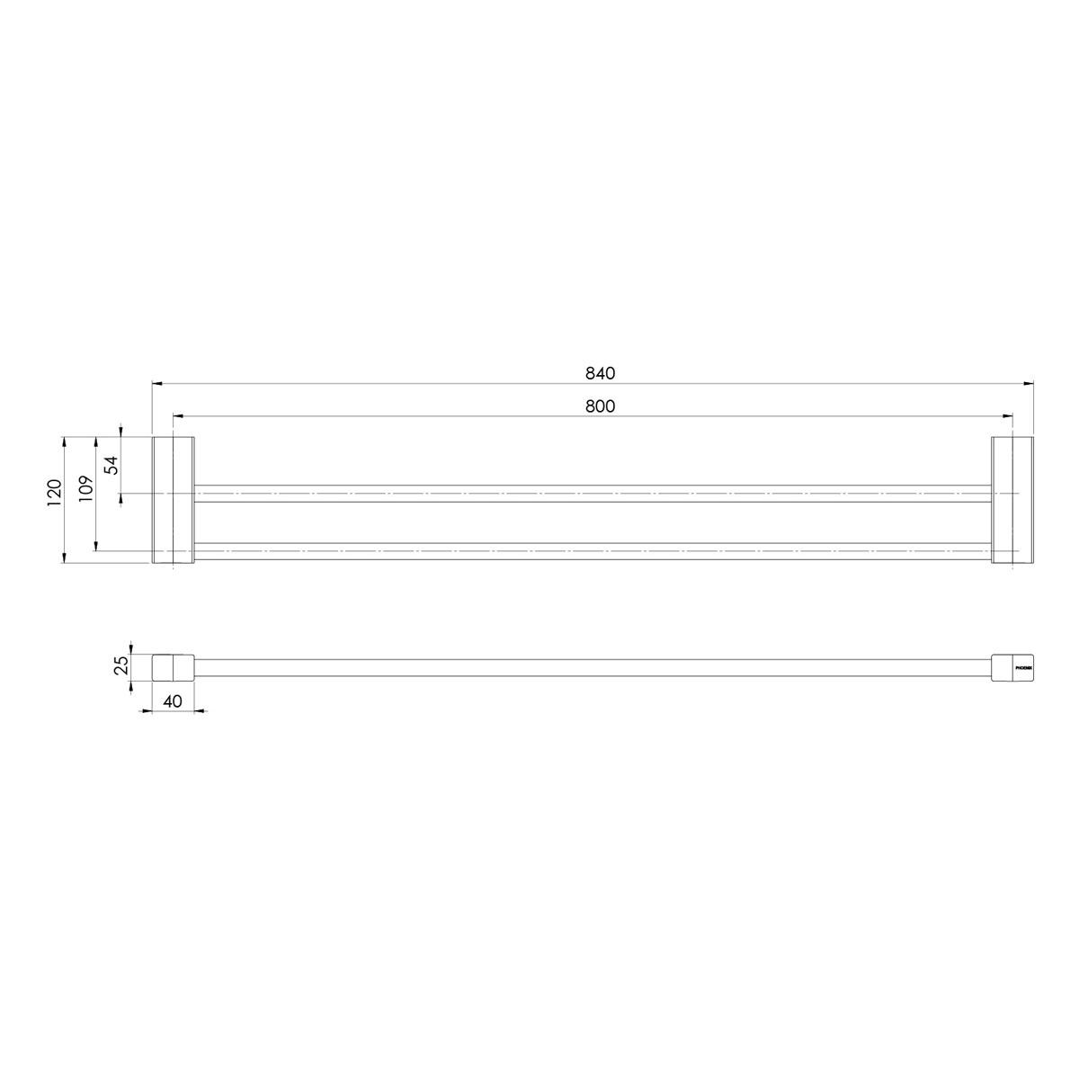 LEXI MKII DOUBLE TOWEL RAIL 800MM BN