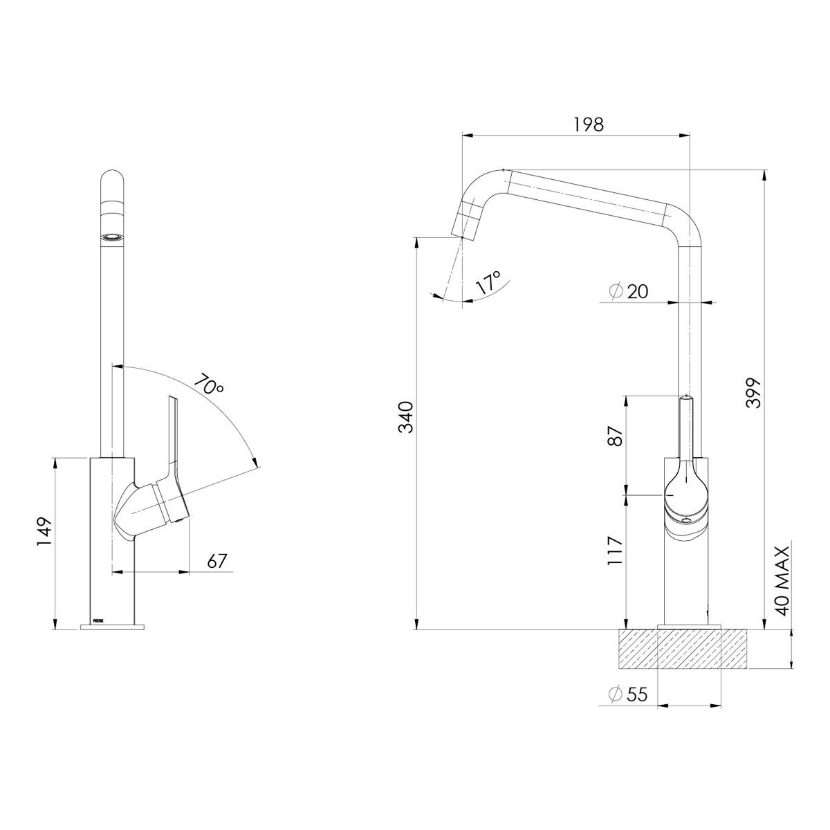 ESTER SINK MIXER 200MM SQUARELINE CP