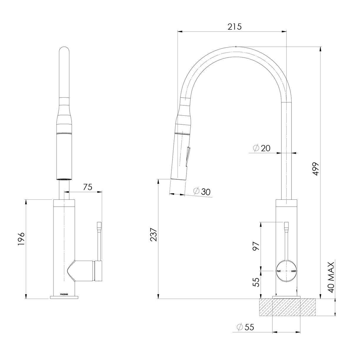 DEJA PULL OUT SINK MIXER BN