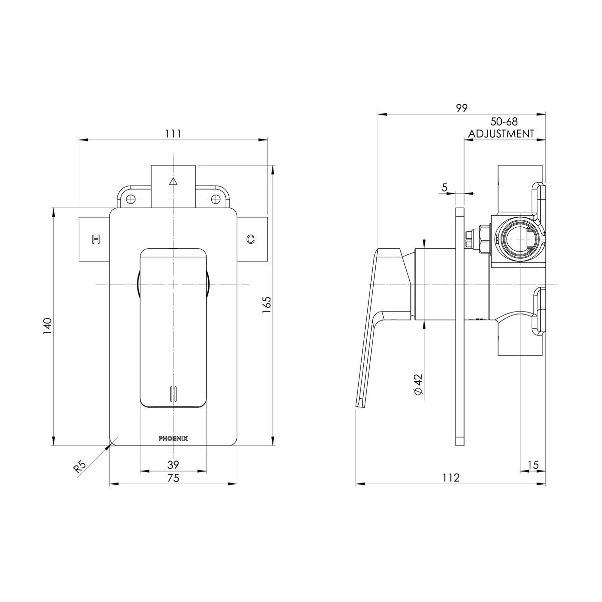 ENVIRO316 SHOWER / WALL MIXER SS