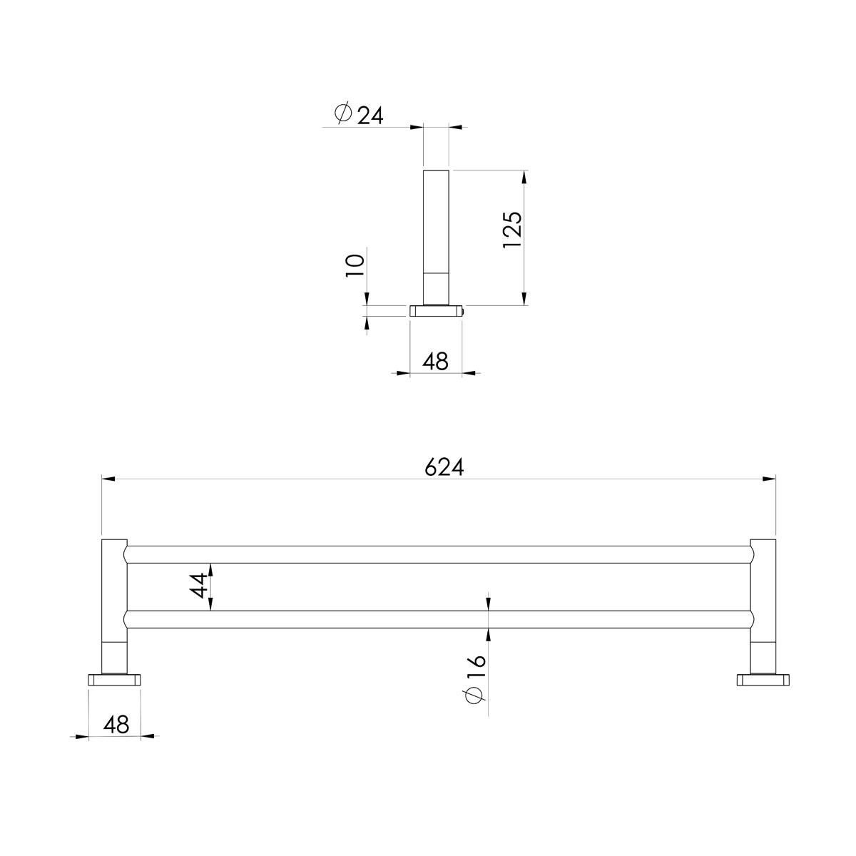 ENVIRO316 DOUBLE TOWEL RAIL 600MM SS