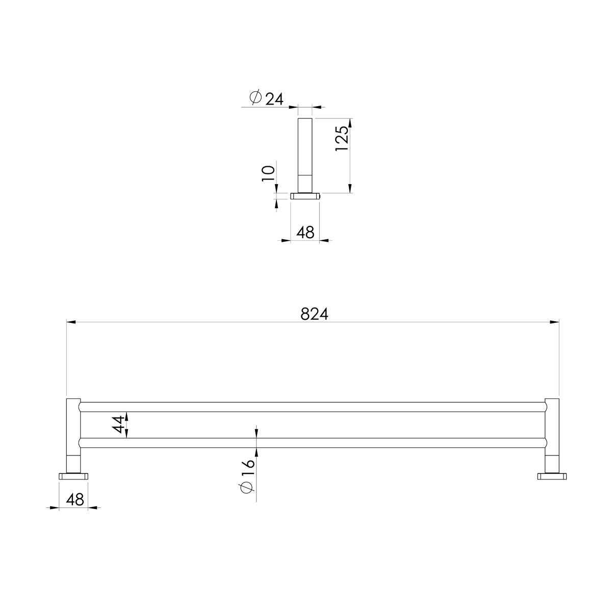 ENVIRO316 DOUBLE TOWEL RAIL 800MM SS