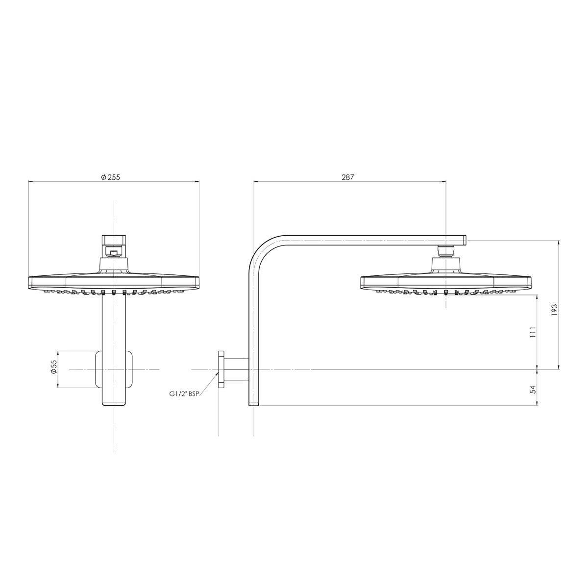 NUAGE HIGH-RISE SHOWER ARM & ROSE BC