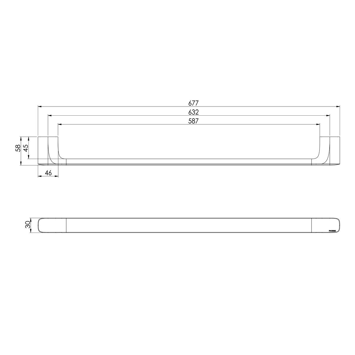 NUAGE SINGLE TOWEL RAIL 600MM BN