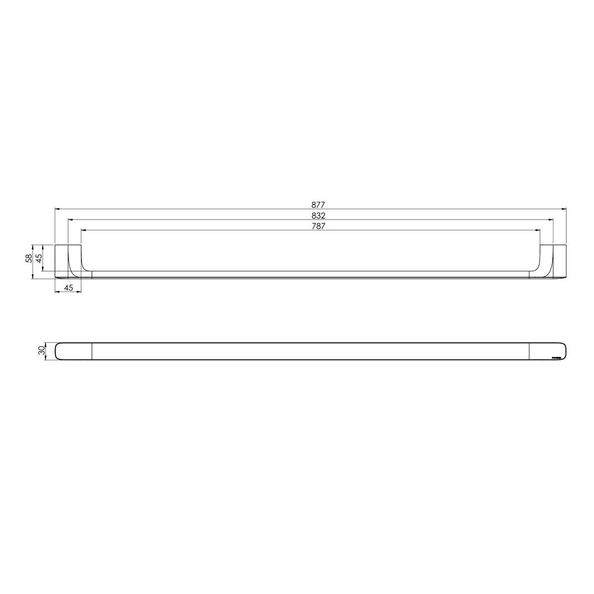 NUAGE SINGLE TOWEL RAIL 800MM BC