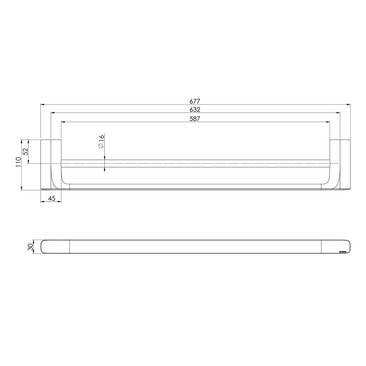 NUAGE DOUBLE TOWEL RAIL 600MM CP