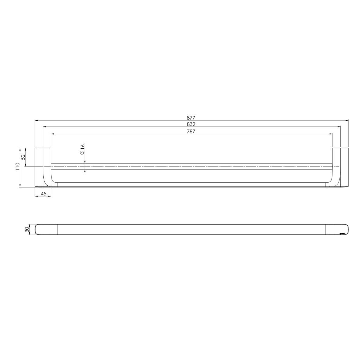 NUAGE DOUBLE TOWEL RAIL 800MM MW