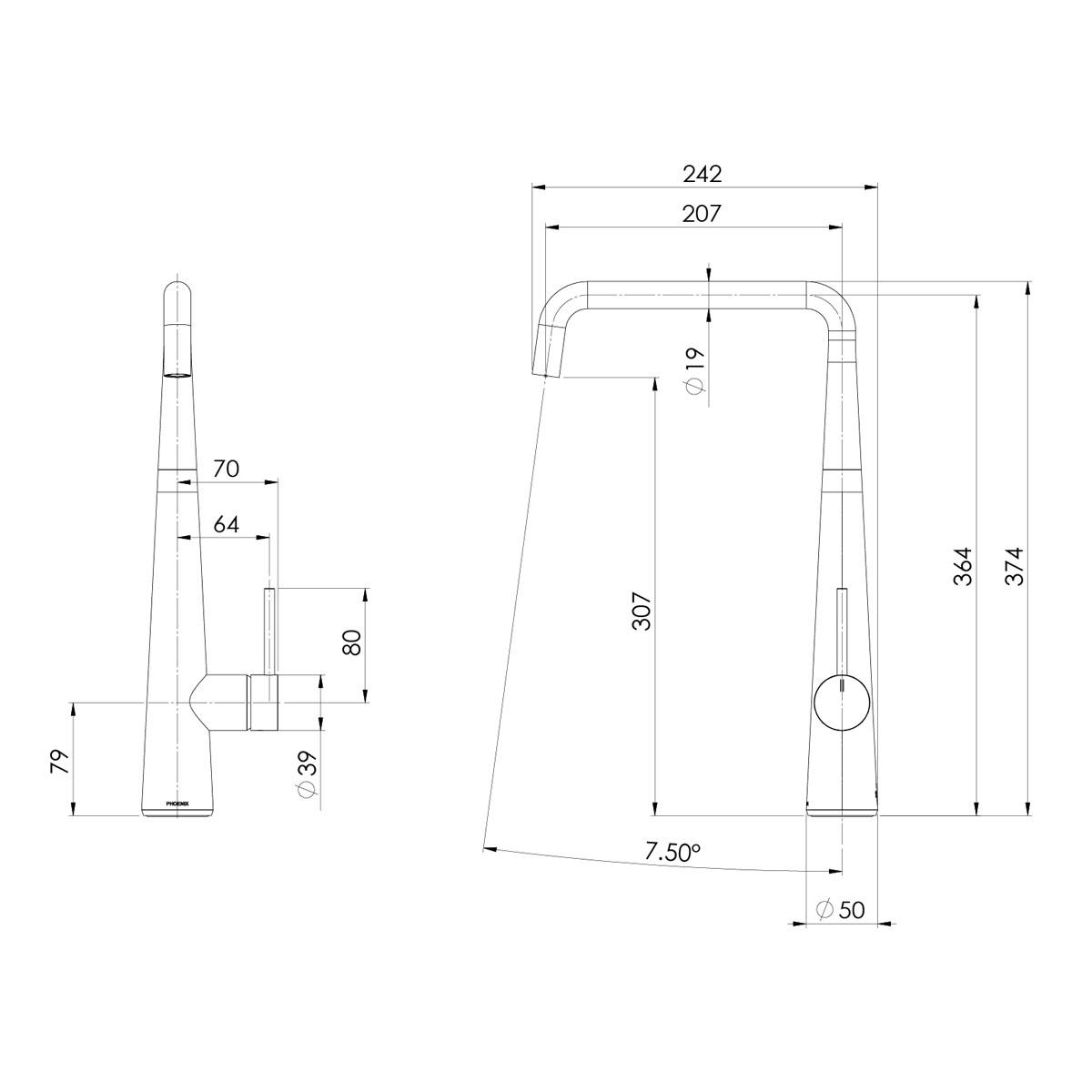 ERLEN SINK MIXER 200MM SQUARELINE MB