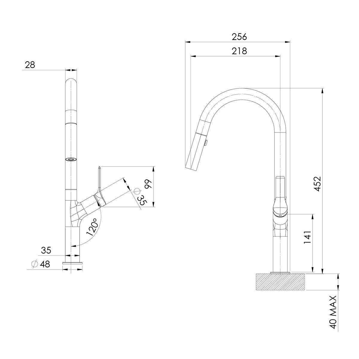 LINQ PULL OUT SINK MIXER 316 SS LF