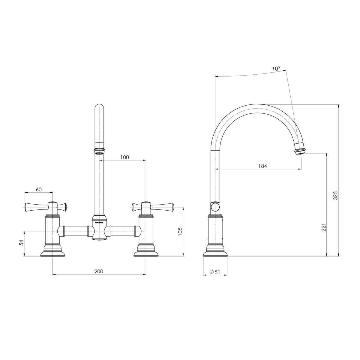 CROMFORD EXPOSED SINK SET BN LF