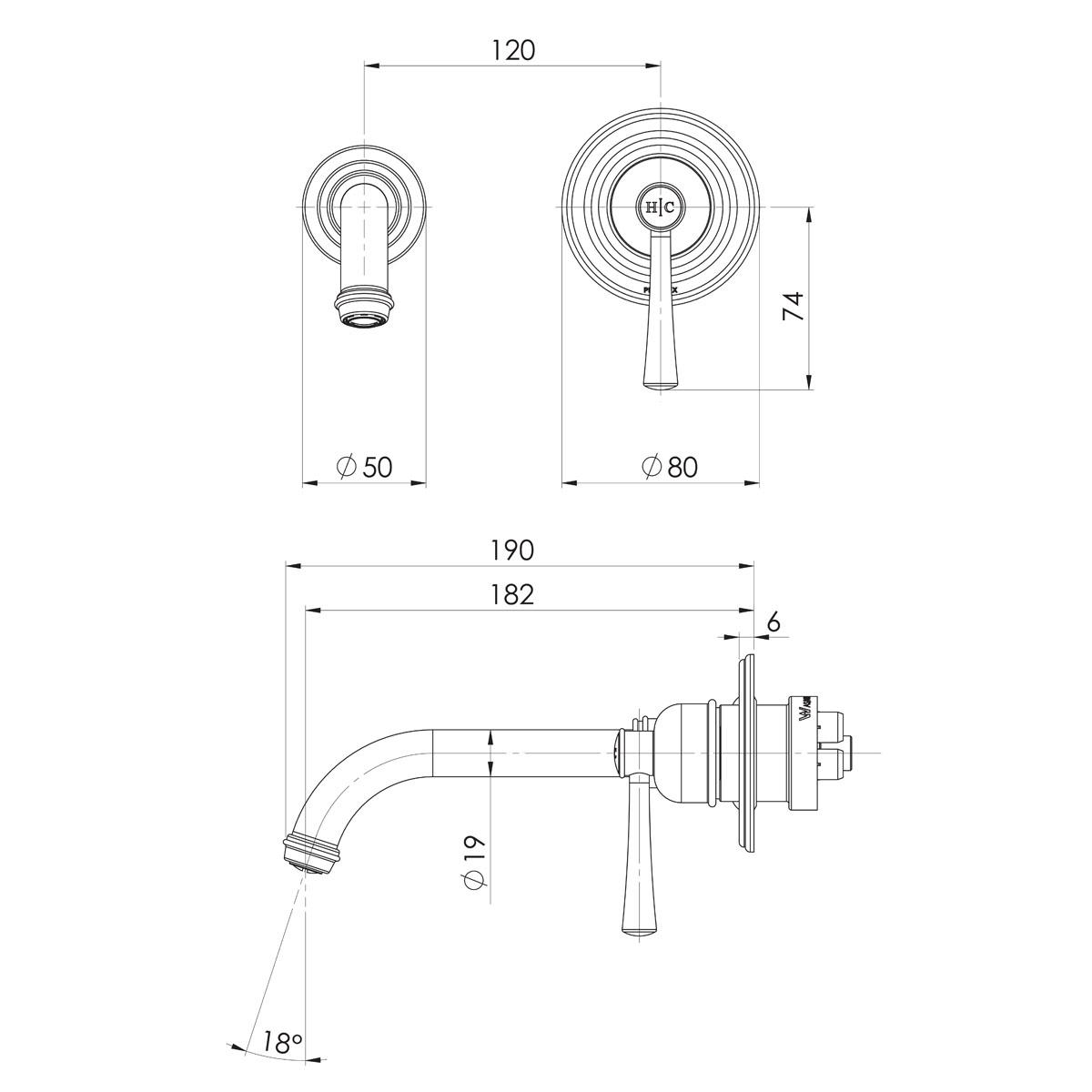 CROMFORD S/MIX WALL BASIN / BATH MIX MB