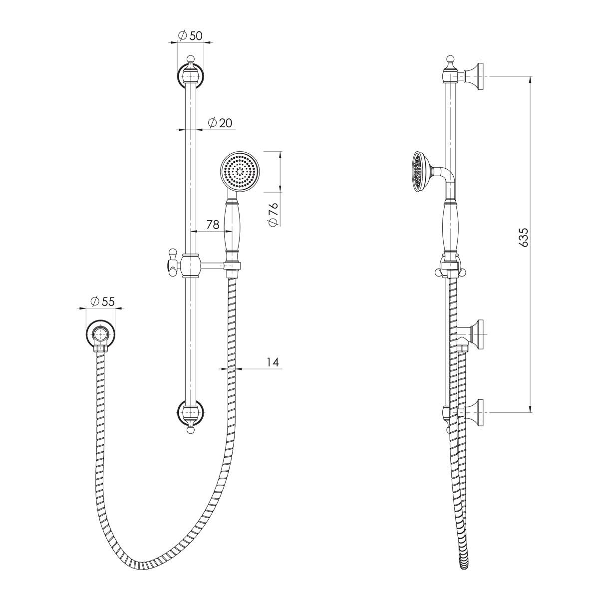 CROMFORD RAIL SHOWER CP