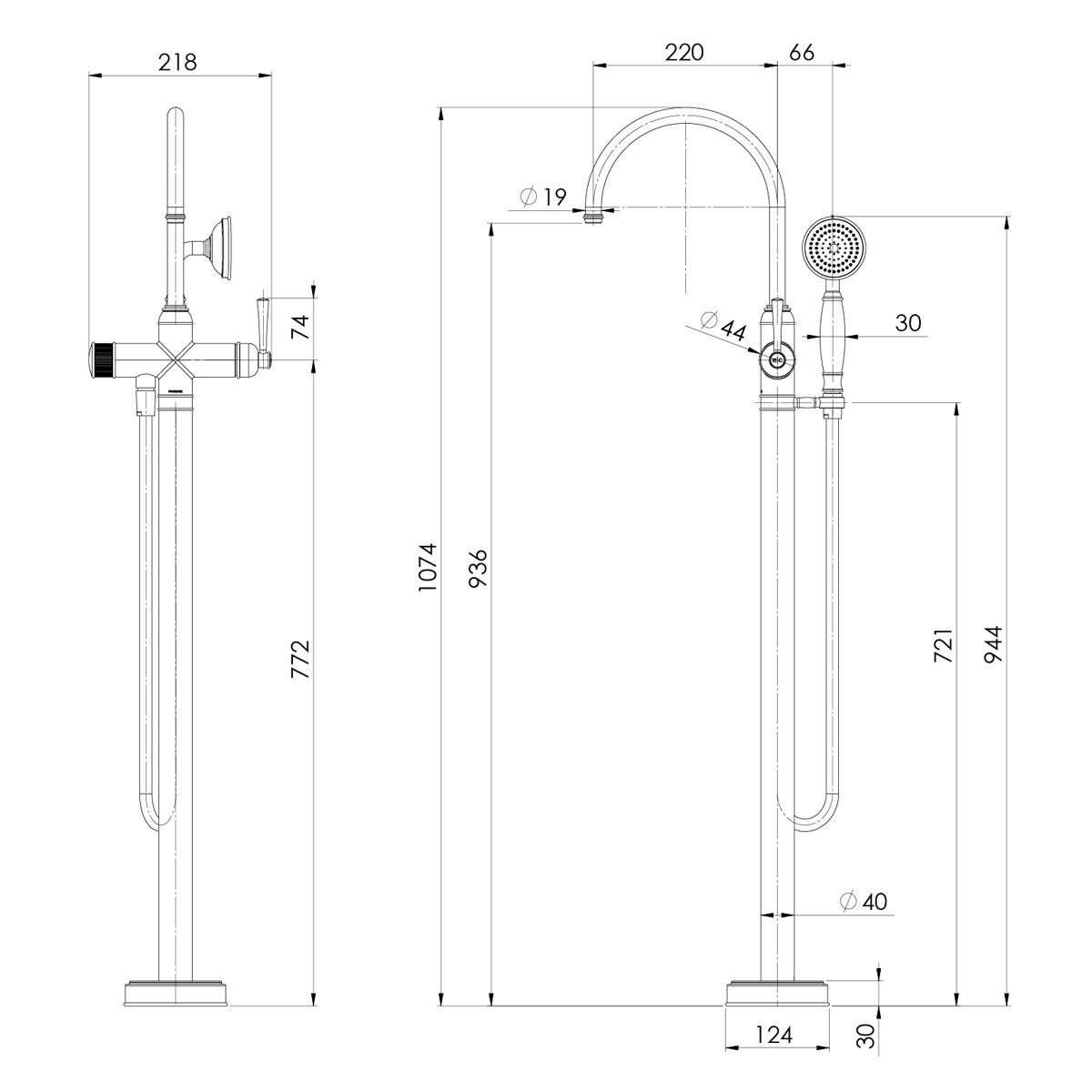 CROMFORD FL MN BATH MIXER W/ H SHOWER BG