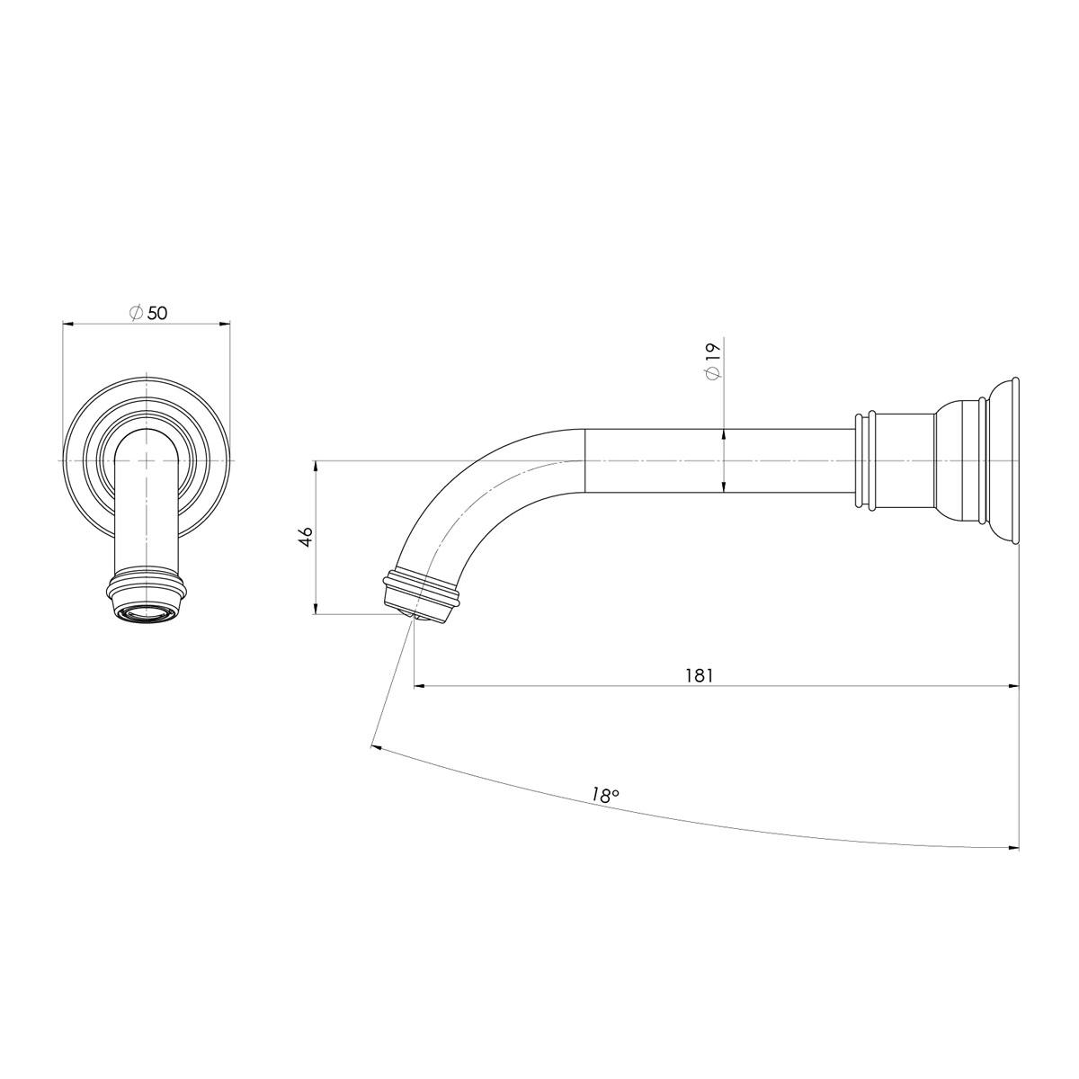 CROMFORD WALL BASIN/BATH O/L 200MM CP LF