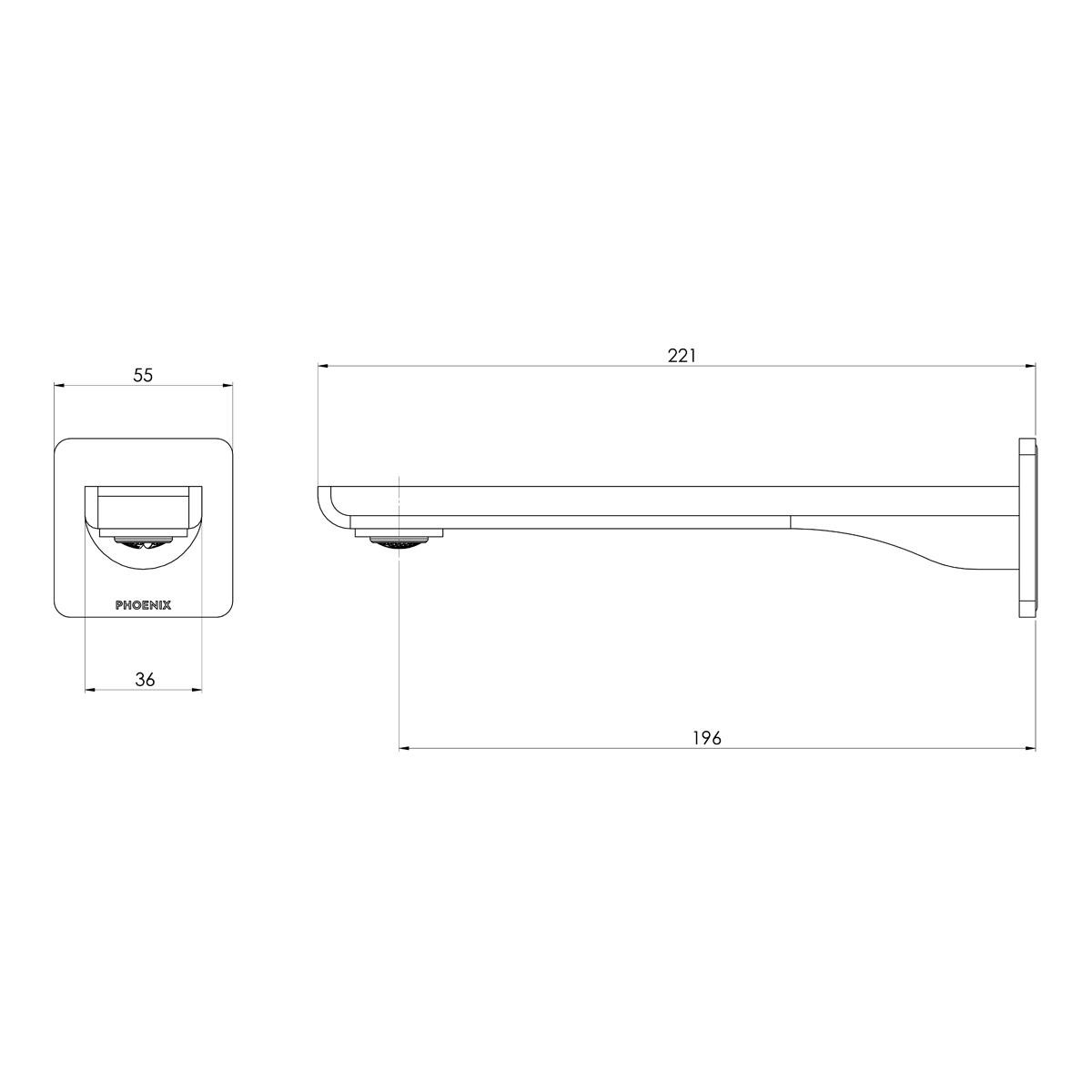 GLOSS MKII WALL BASIN / BATH OL 200MM MB