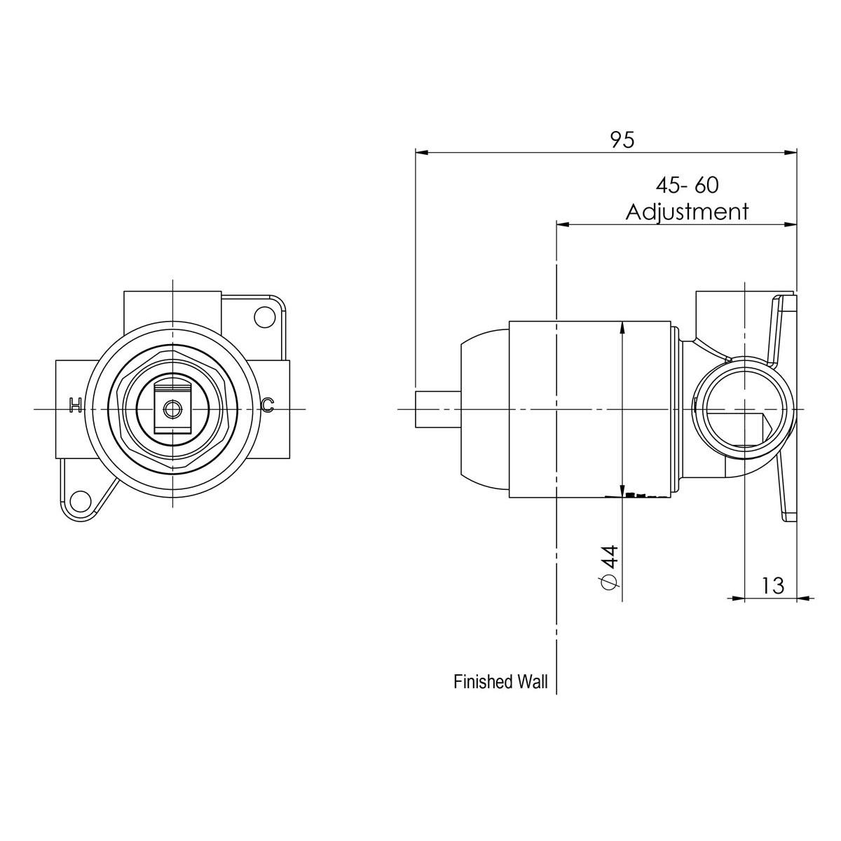 BUILDERS SHOWER WALL MIXER BODY MB LF