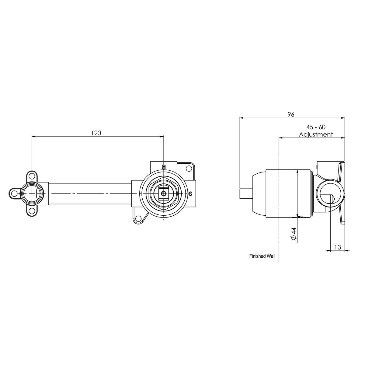 BUILDERS WALL MIXER SET BREECH ONLY BG