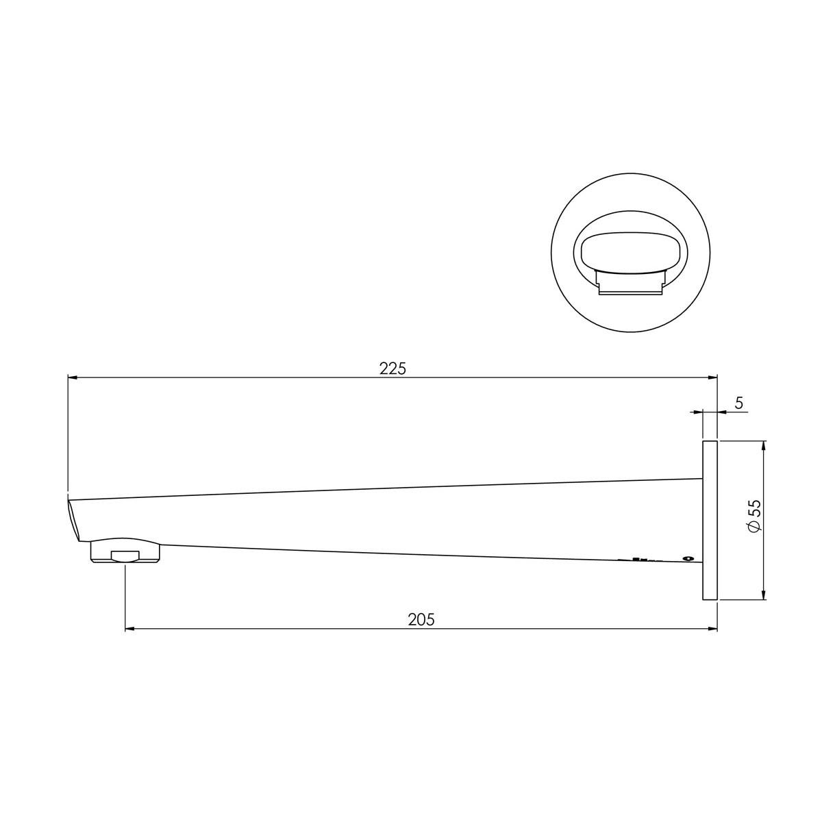 ARLO WALL BATH OUTLET 200MM BG