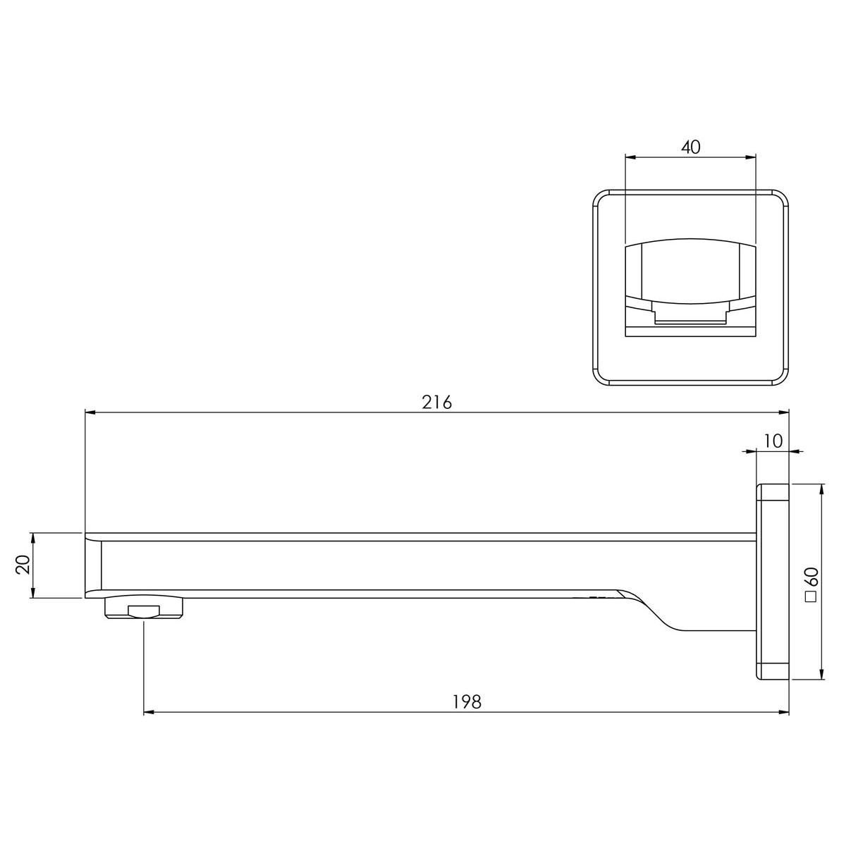 TEVA WALL BATH OUTLET 200MM BN