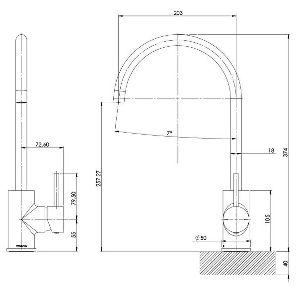 PINA SINK MIXER 200MM G/NECK MB LF