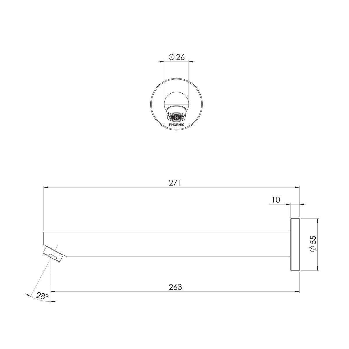 PINA BATH OUTLET 250MM BN
