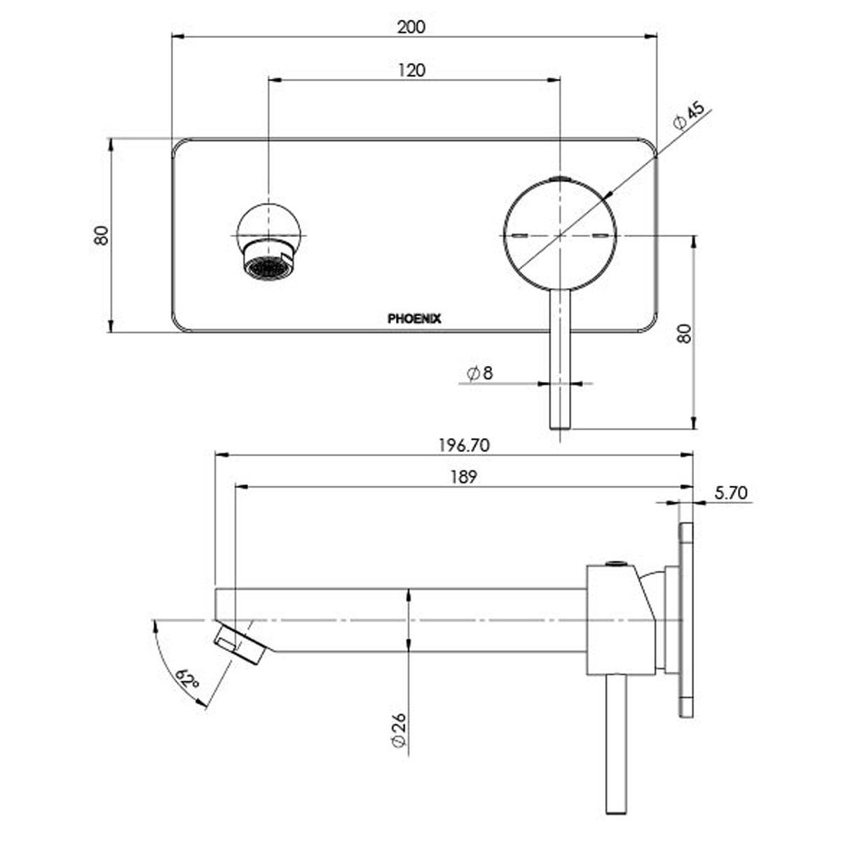 PINA WALL BASIN BATH MIXER SET 180 BN LF