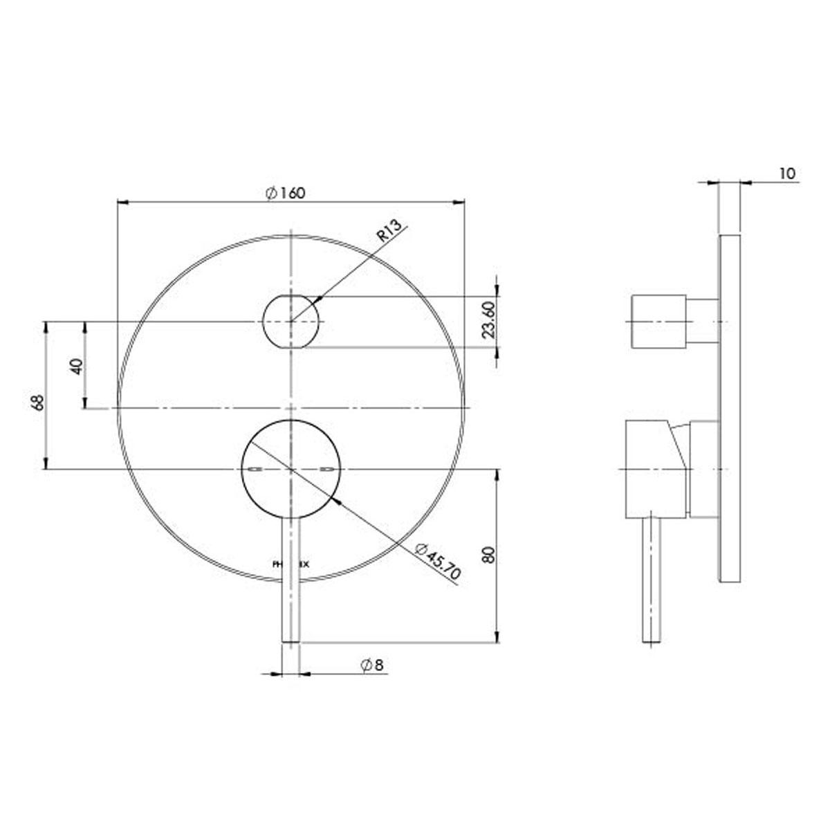 PINA SHOWER BATH DIVERTER MIXER T/KIT CP